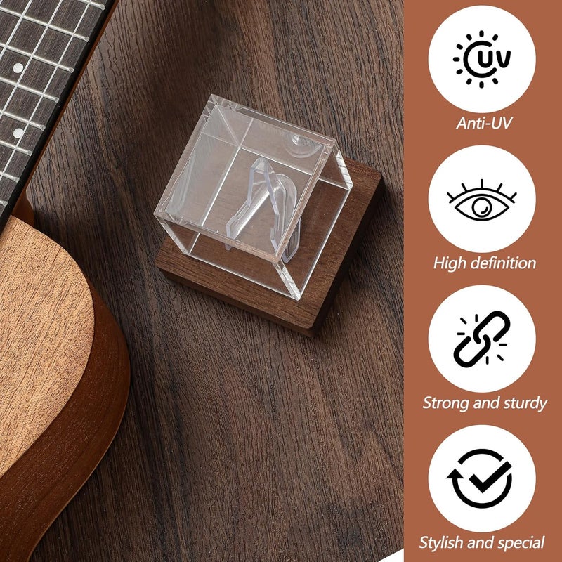 DoubleFill 3 Pcs Acrylic Guitar Pick Display Box Case with Wooden Base Clear Guitar Pick Holder Storage Box for Collectible Picks Decoration Memorabilia - Image 4